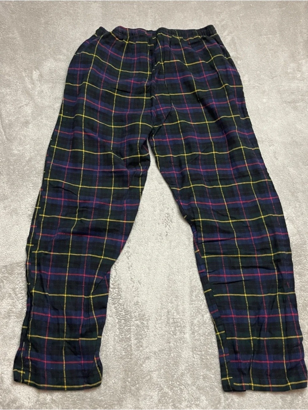 Polo Ralph Lauren Pajama Pants Mens Large Blue Green Plaid Flannel Pony